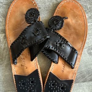 Jack Rogers Black and Tan Leather Sandals
